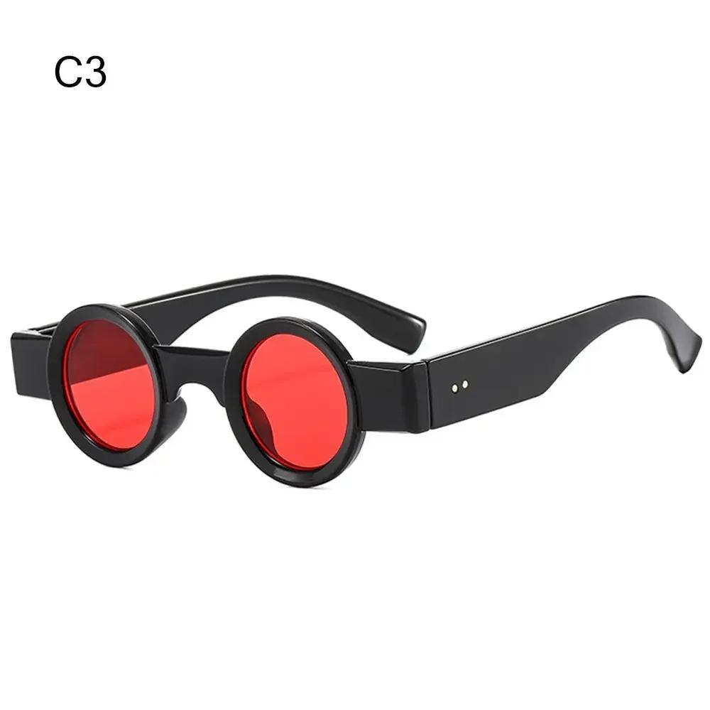 Модные прозрачные синие линзы UV400 заклепки Панк-очки Маленькие круглые солнцезащитные очки