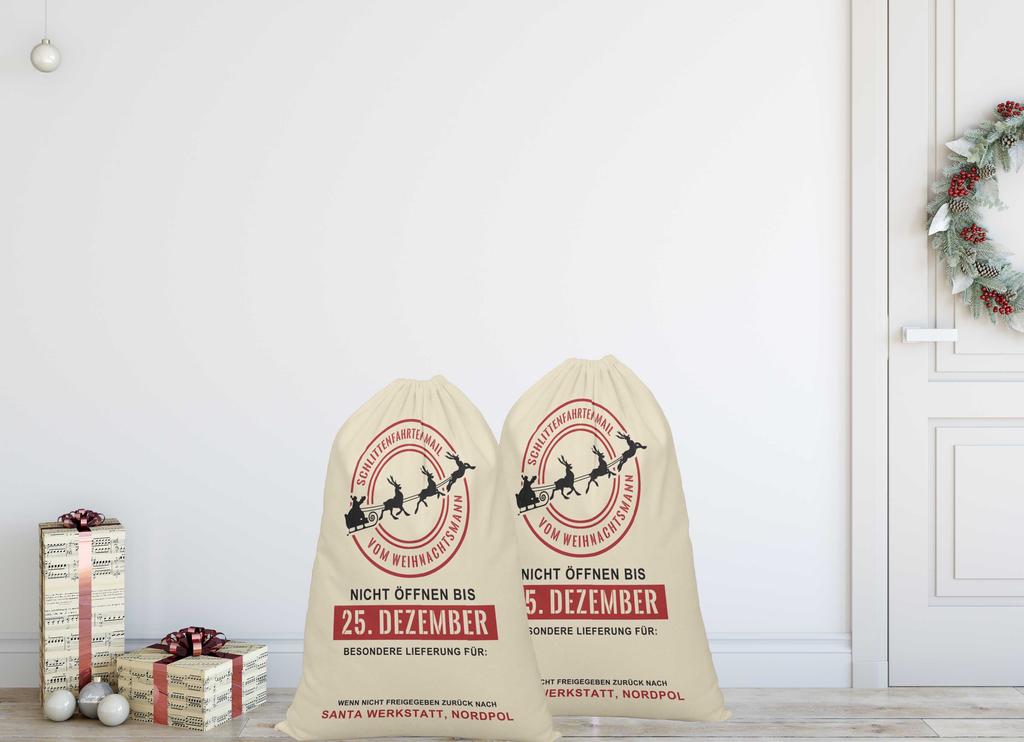 Printtoo Большая холщовая сумка на шнурке, рождественские мешки, подарочный мешок Санты, индивидуальный подарок на вечеринку, 2 шт., 27x20 дюймов