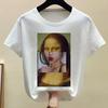 Mona Lisa Bubble Gum Chewing Gum T-Shirt Women Summer Short Sleeve Printed Tshirt Fun