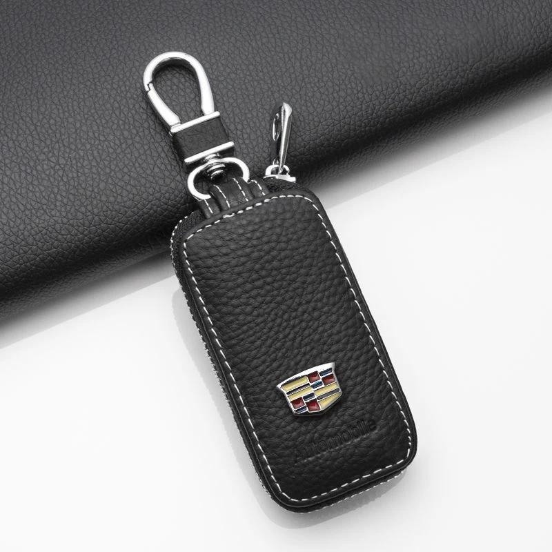AABHX1 Leather Car Key Bag Case for Cadillac Escalade CTS ATS SRX Deville BLS XT4 XT5 XT6 STS XTS SLR XLR CT4 CT5 CT6 Auto Accessories