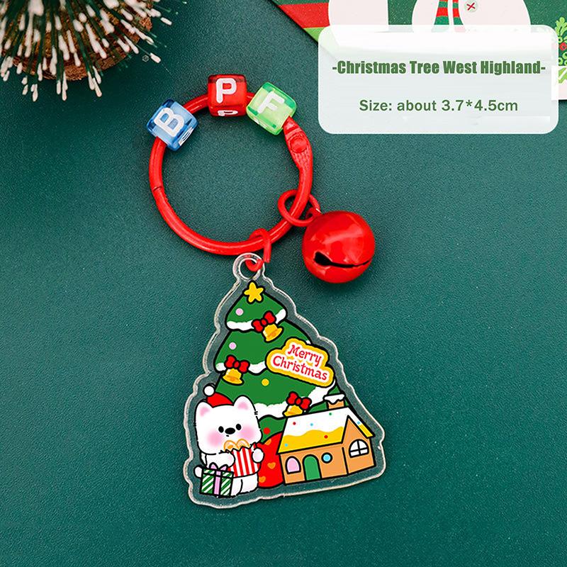 1/6Pcs 2D Christmas Keychain Cute Diy Bag Decoration Accessories High-Value Christmas Tree Keychain Pendant Festival Gift