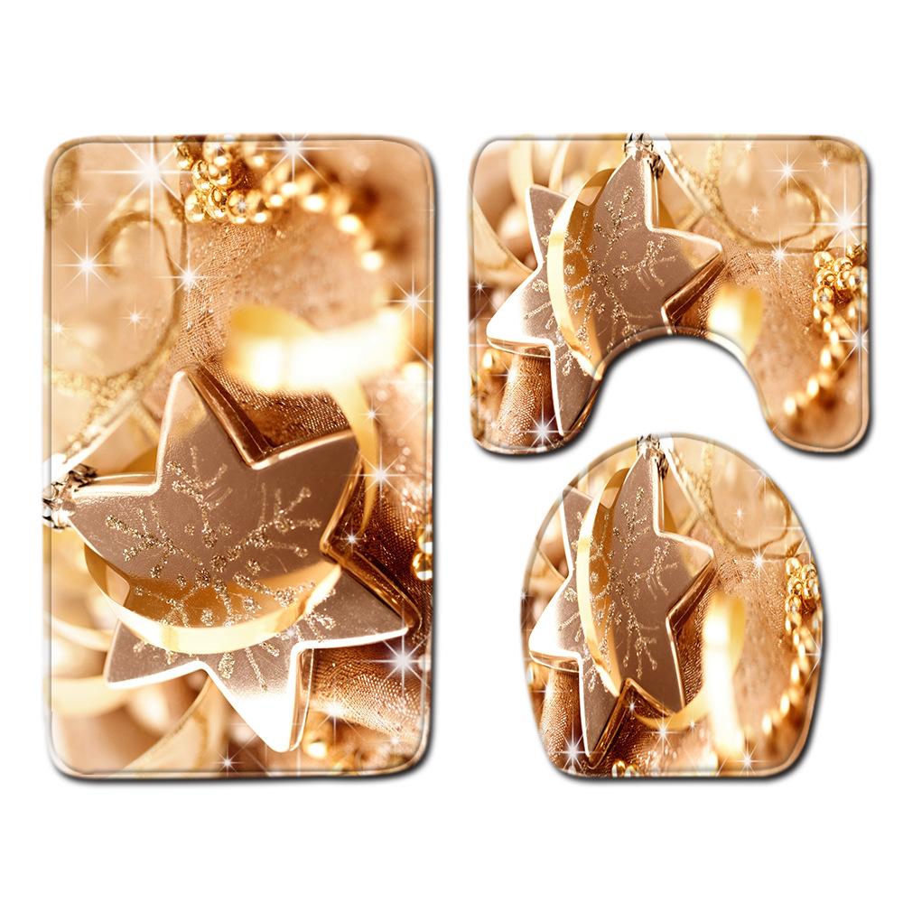 Christmas Bathroom Floor Mat Toilet Three-Piece Set