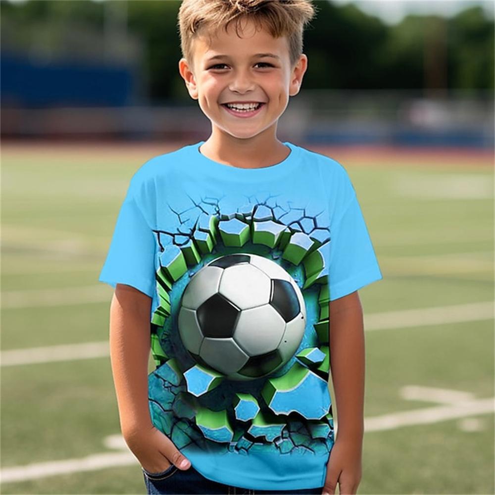 Футболка с 3D-принтом для мальчиков от 3 до 12 лет — повседневная спортивная одежда с яркой графикой