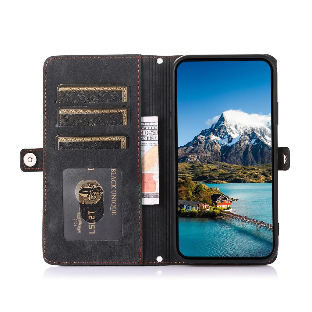 Phone Case For Xiaomi Redmi Note 14 Pro 5G/Note 14 Pro+ 5G/Poco X7 5G ,Zipper Pocket 9 Card Slots PU Leather Cover with Wrist Strap