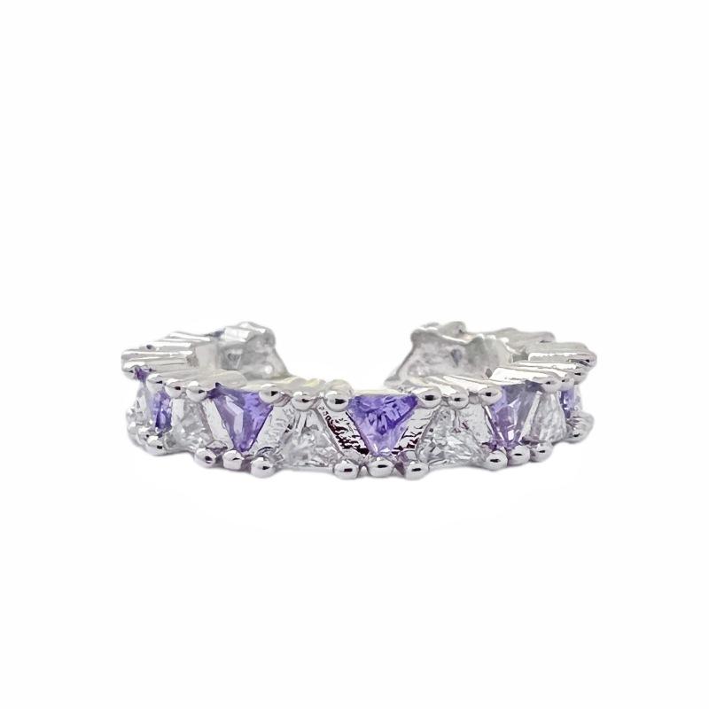 Цветной бриллиант 'Сокровище' Открытое кольцо Нишевый дизайн Легкая роскошь Высокое чувство Индивидуальность Мода Супер фея Ряд бриллиантов циркона Кольцо Женщина