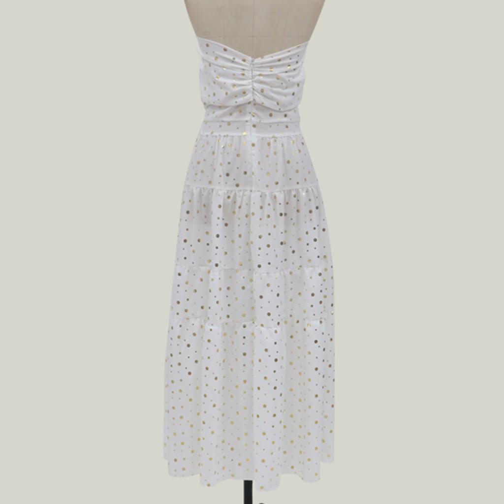 Модное женское вечернее платье с блестками и вставкой с открытыми плечами