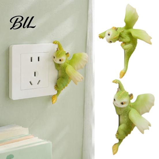 Kids Room Wall Art 3D Cute Baby Dinosaur Switch Sticker, Fantasy Decor, Decorative Outlet Plate Surround Socket Panel Decal, Indoor for Bedroom Living