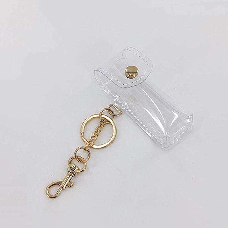 Chapstick Pouch Keychain Transparent Pvc Lipstick Holder For Outdoor Lip Balm Lipsticks Keyrings Accessory