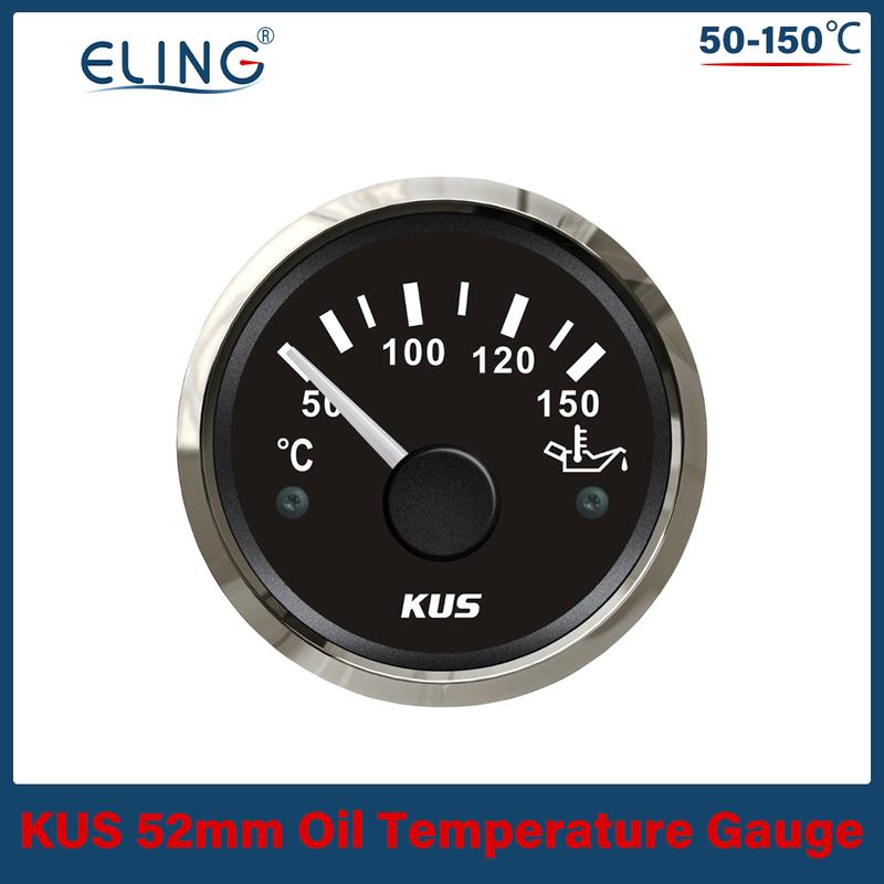 KUS 52mm Car Truck Boat Oil Temperature Gauge 50-150 Degree 12V 24V With Yellow/Red Backlight