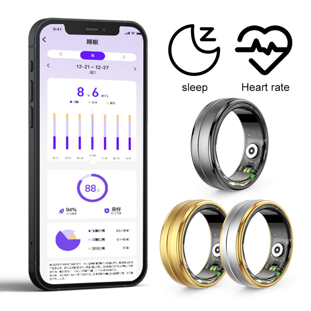 Умное кольцо с поддержкой Bluetooth, кольцо для здоровья, мониторинг сердечного ритма, кислорода в крови, сна. Время работы от батареи 5-7 дней. Для женщин и мужчин.