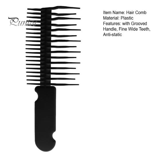 Anti-knotting Wet Hair Comb with Grooved Handle Fine Wide Teeth Anti-static Detangling Comb Men Women Short Long Curly Thin Thick Hair Detangler
