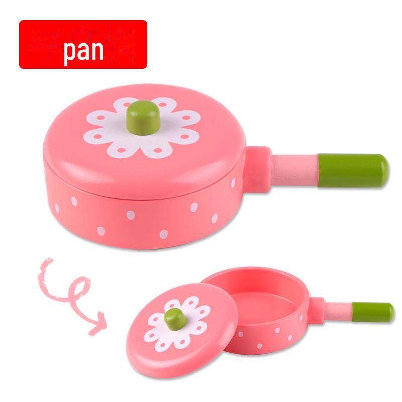 Игровой деревянный кухонный набор Yiwang включает в себя сковороду и кастрюлю для приготовления еды Qieqi Le.