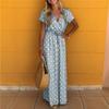 New Women's Sexy V-neck Polka Dot Maxi Dress