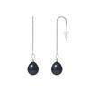 Earrings - - Genuine Black Cultured Pearls 8-9 Mm - White Gold - 2 Year Warranty