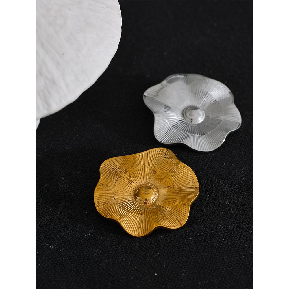 Eetit New Stainless Steel Metal Flower Brooches Statement Corsage Costume Accessories Jewelry Charm Bijoux for Women Wholesale