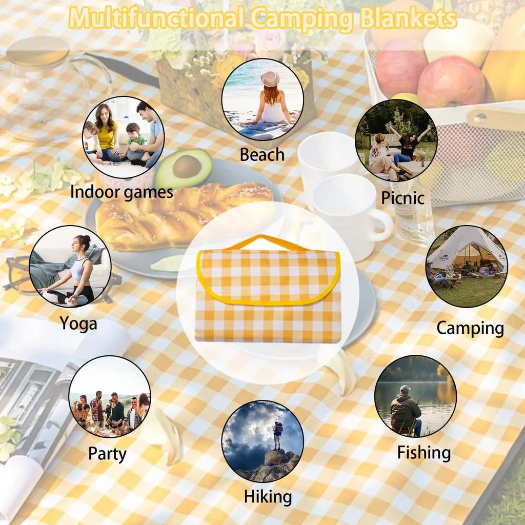 Водонепроницаемый плед для пикника, пляжный коврик, моющийся, легкий, с ручкой, в красную клетку, для походов, путешествий, кемпинга на открытом воздухе, парков