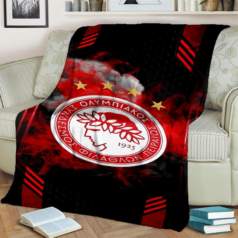 Olympiacos Fc: Red And Black Pride Blanket Suitable for Sofas, Beds, Offices, And Camping - Perfect Gift for Halloween Christmas