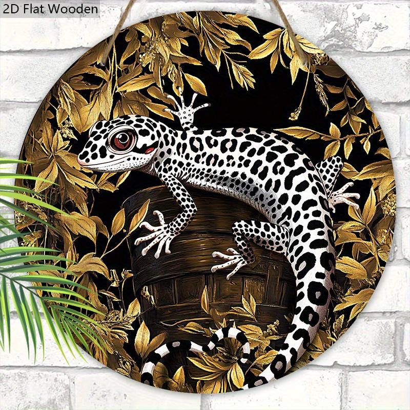 Vintage Gecko Design Wooden Sign for Garden Decor - Unique Decorative Plaque for Home, Tavern, Yard, Porch Decor