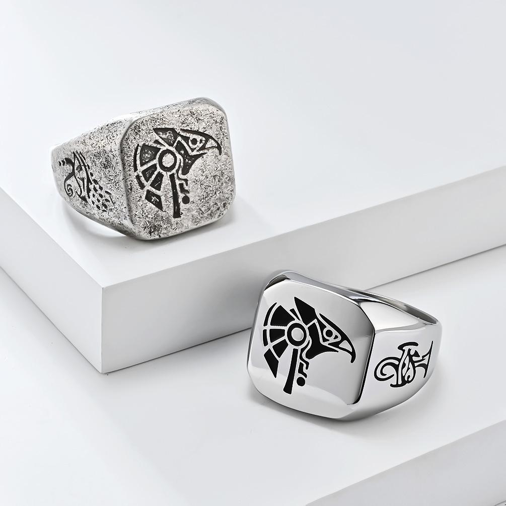 Винтажное кольцо из титановой стали с изображением египетского фараона Гора, бога неба, для мужчин, модное литературное тотемное покровительствующее украшение, аксессуар для мужчин в стиле хип-хоп