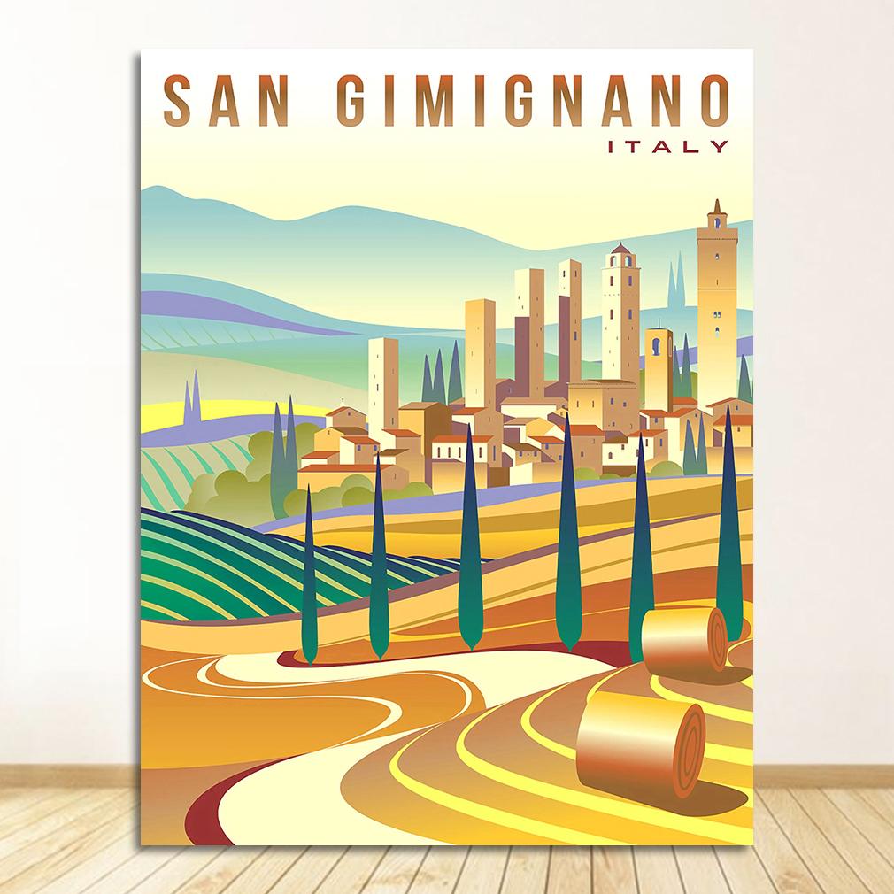 Italy Rome Capri Tuscany Retro Posters and Prints Travel Cities Landscape Wall Art Picture Bedroom Hd Print Vintage Art Painting