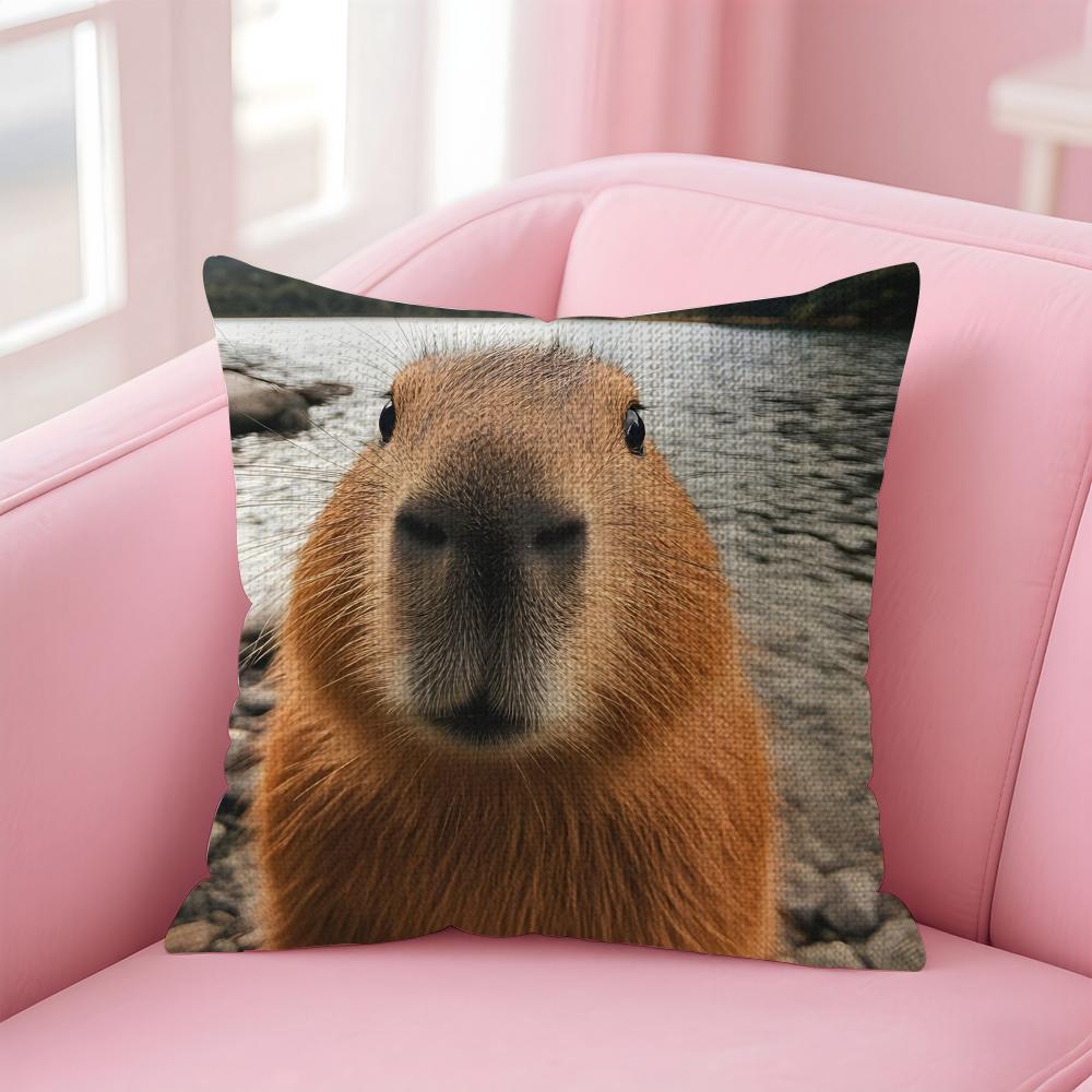Capybara Fashion Cushion Cover Natural Linen Pillow Case DoubleSided Print Decorative Sofa Pillowcase Home Decor Gift
