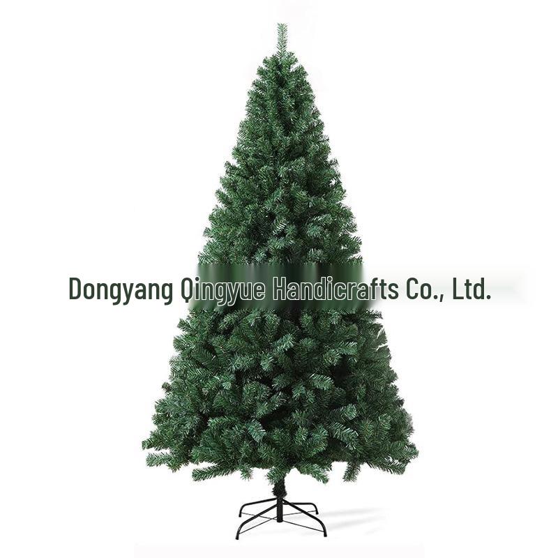 Зеленая ПВХ елка с плоской вершиной: Доступны размеры 1,2 м, 1,5 м, 1,8 м, 2,1 м, 2,4 м.