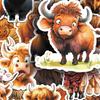Наклейки "Шотландская корова" для бутылок с водой 50 шт. Мультяшные наклейки, Прочные самоклеящиеся, Шотландское длинношерстное животное, Для ежедневника, Водонепроницаемый ПВХ