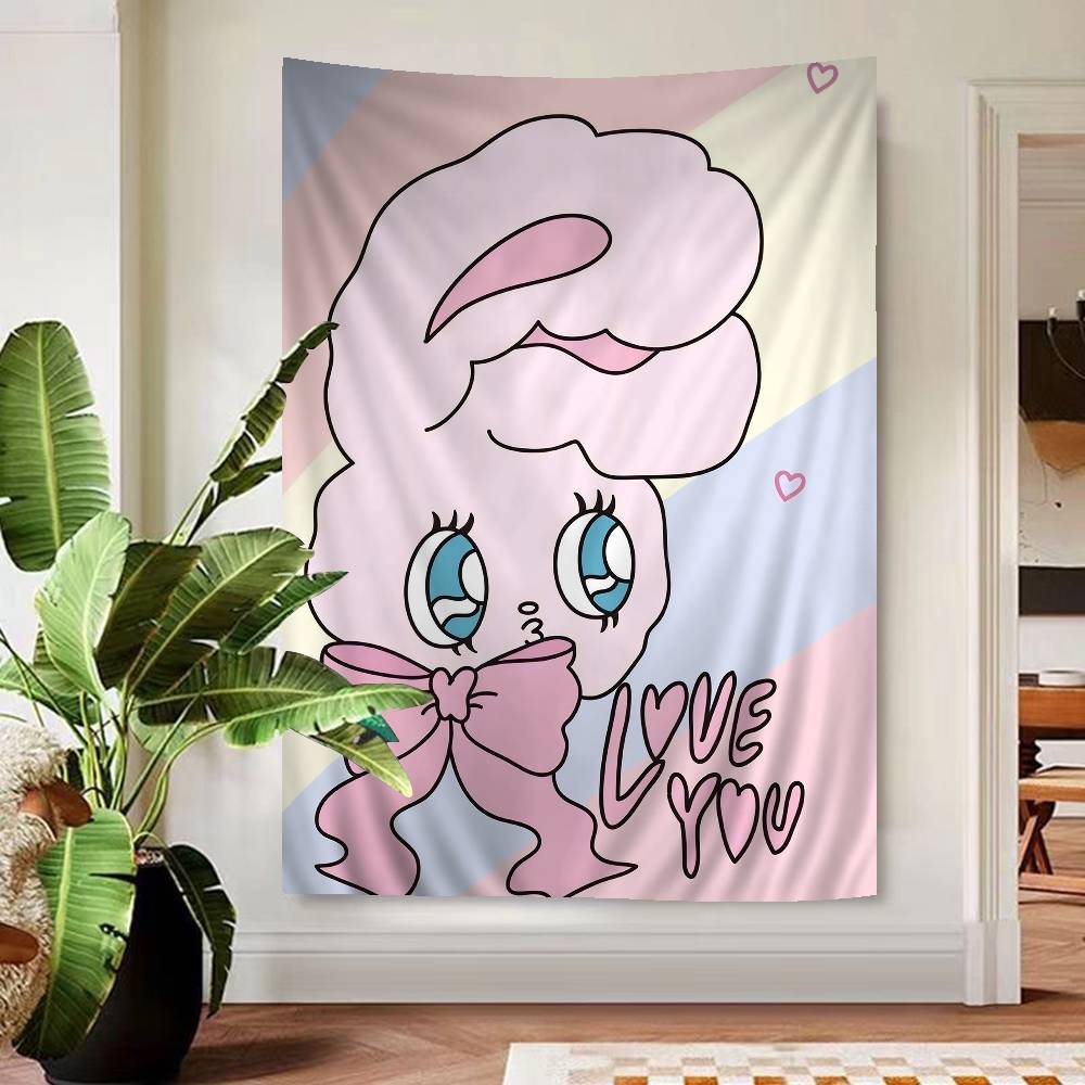 Cute Esther Bunny Rabbit Cartoon Tapestry Wall Hanging Decoration Household Home Decor