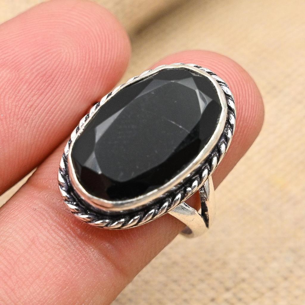 Ювелирные изделия из твердого серебра 925 пробы с черной шпинелью и драгоценным камнем ручной работы