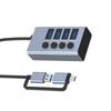 USB-концентратор, 4-портовый USB3.0-концентратор с адаптерами типа C, USB-разветвители, отдельные выключатели питания, зарядка постоянного тока 12 В, передача данных со скоростью 5 Гбит/с