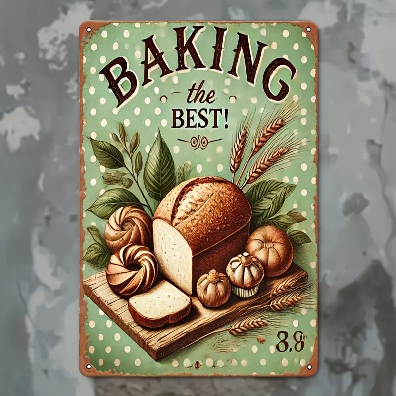 D Flat D Flat VintageStyle Metal Sign for Baking Featuring Bread And Pastries Perfect for Decorating Kitchens Cafes And