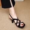Женская обувь 2024 года, новые женские сандалии с пряжкой на ремне, модные узкие сандалии для платья, женские сандалии на шпильке с квадратным носком