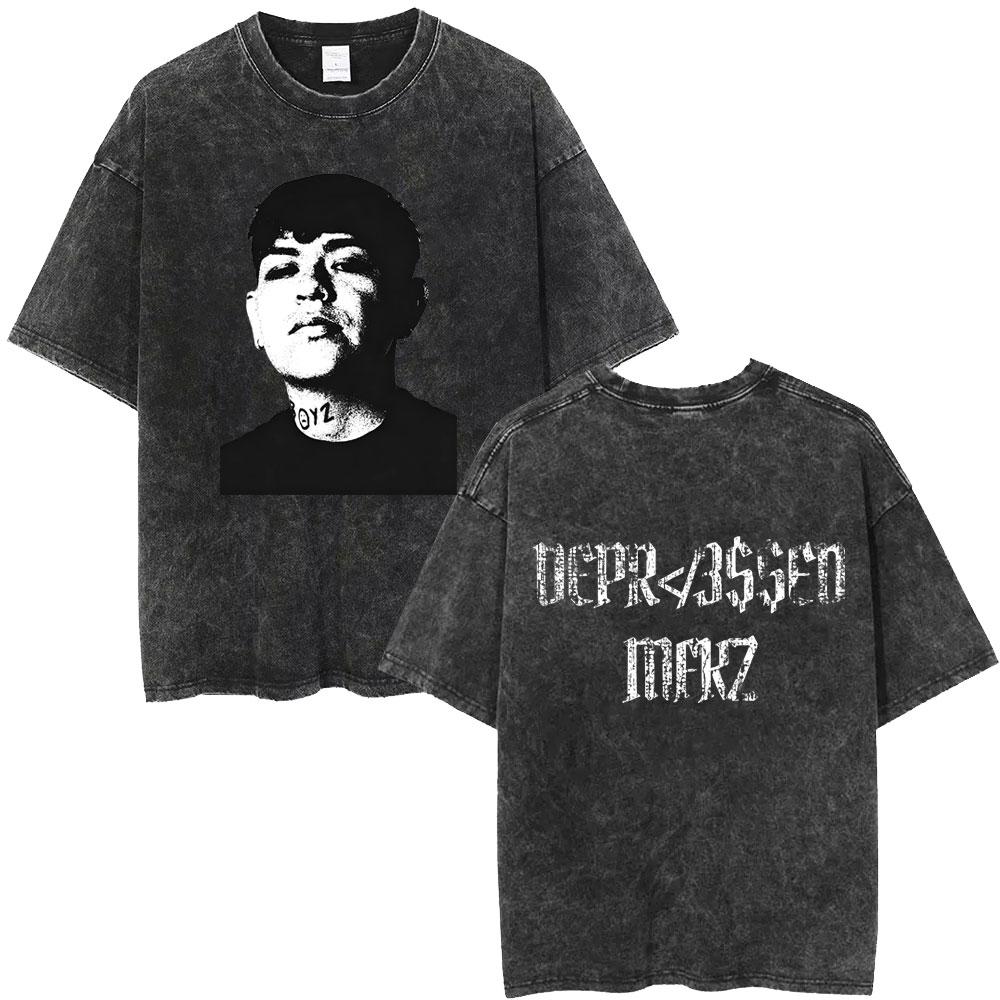 Washed Vintage Junior H Sad Boyz Depressed Mfkr Album Tshirt Men Fashion Oversized T Shirt Mens Hip Hop Ocollar Tshirts