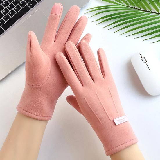 1 пара женских зимних теплых перчаток однотонного цвета, износостойких, ветрозащитных, с утолщенной флисовой подкладкой EMA