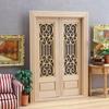 1:12 Dollhouse Double-Opening Carved Wooden Door - Unfinished, Paintable Accessory