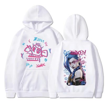 Толстовка с капюшоном Arcane-Jinx в стиле аниме Harajuku для женщин, пуловеры, топы с капюшоном, модные толстовки, повседневные пуловеры, толстовки и свитшоты для женщин