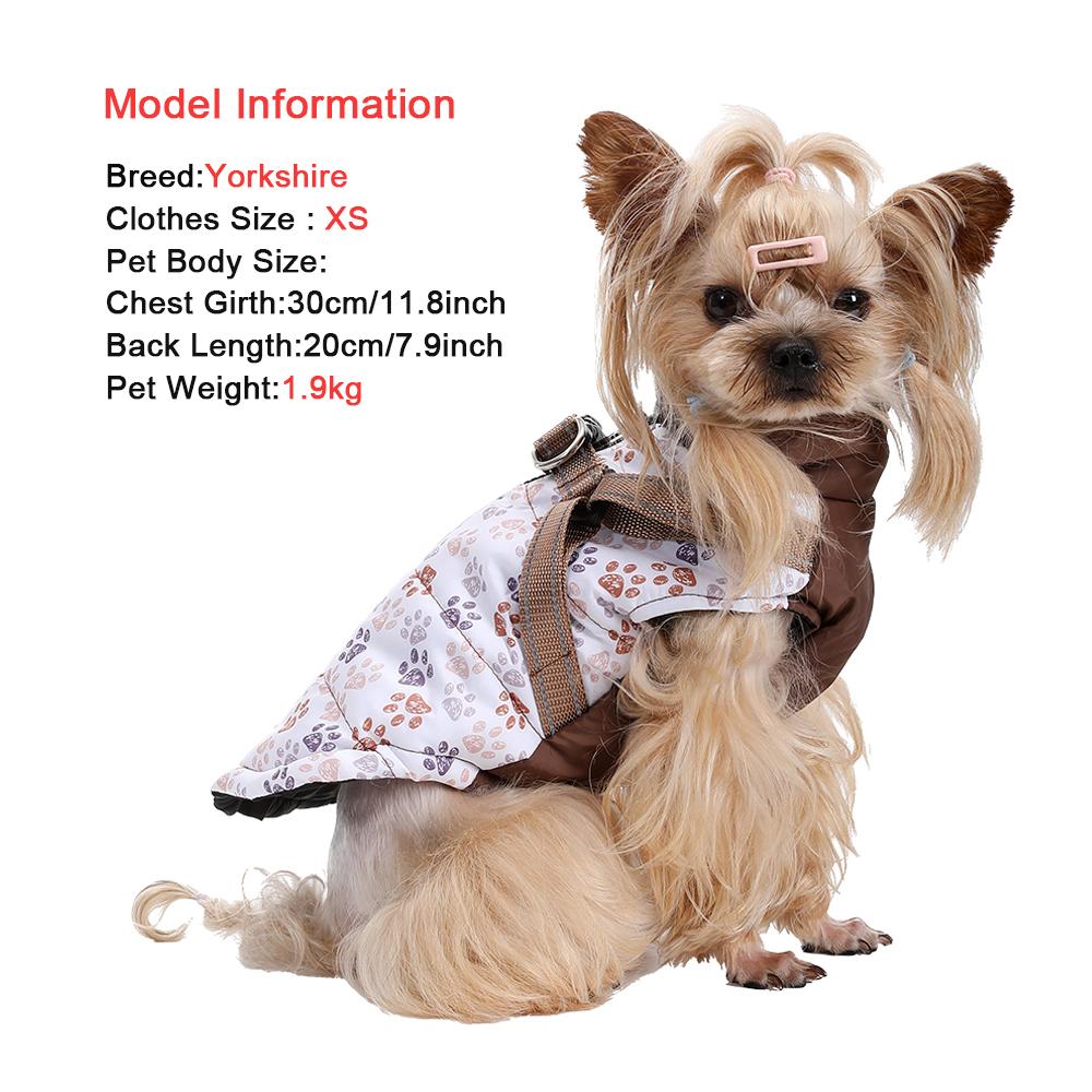 Cute Dog Clothes Winter Warm Dog Vest Coat Windproof Pet Harness Jacket Paw Printed Reflective Clothes for Small Dogs Schnauzer