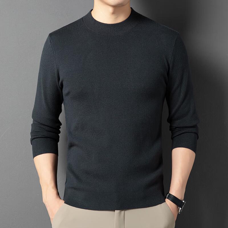 Men's Solid Half-High Neck Pullover Sweater