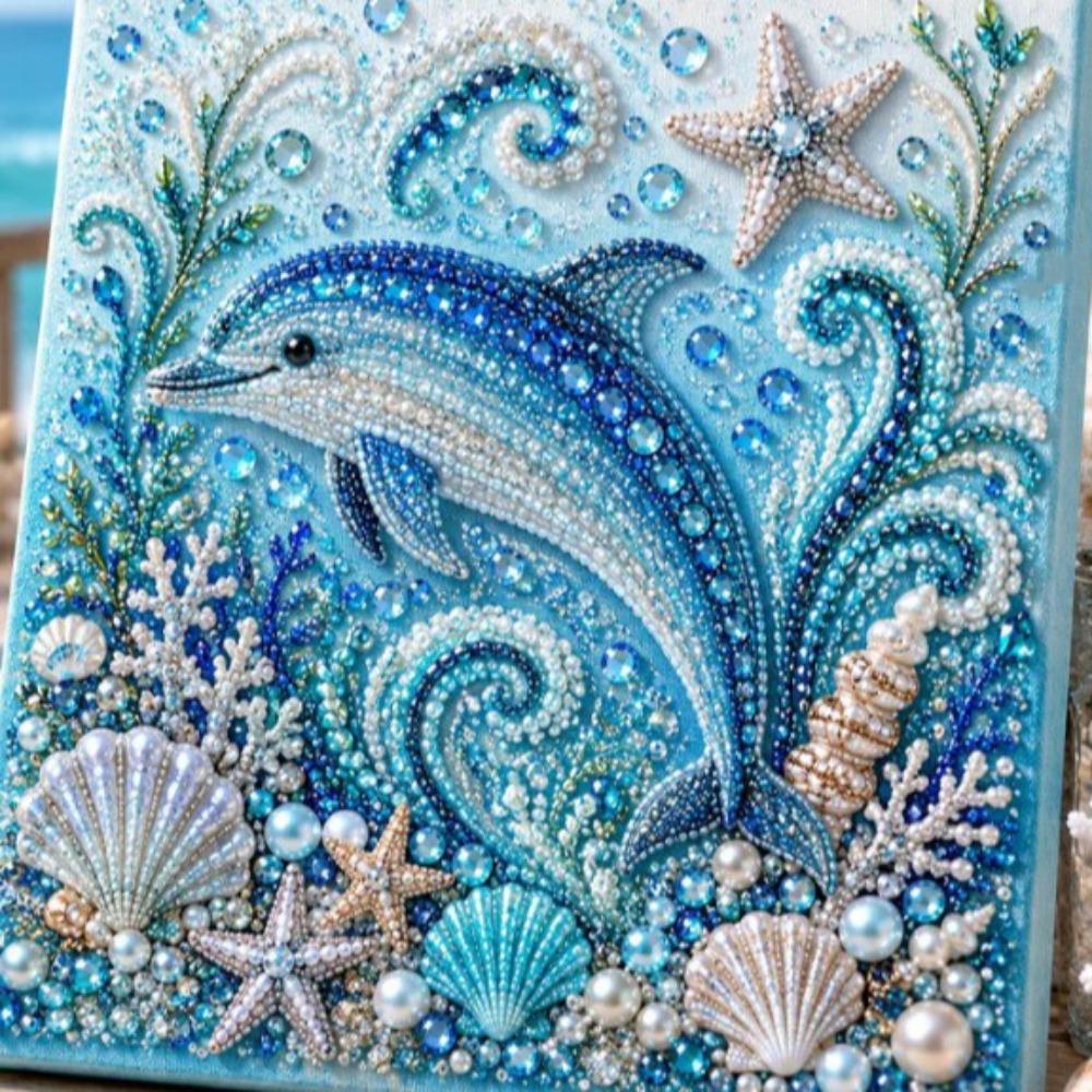 Coastal Style Ocean Theme Pearl Art DIY Kit Sparkling Ocean  Art Set  Wall Decoration
