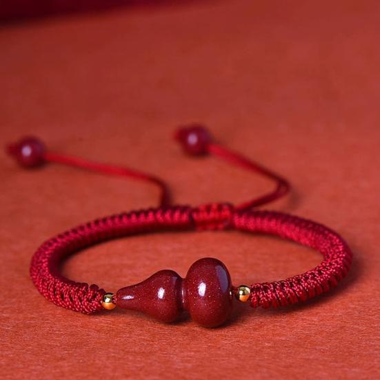 Унисекс Ручная веревка Китайский зодиак Благословение Тыква Ручной плетеный регулируемый браслет с кисточками Этнический стиль Ювелирные изделия Ремешок на руку