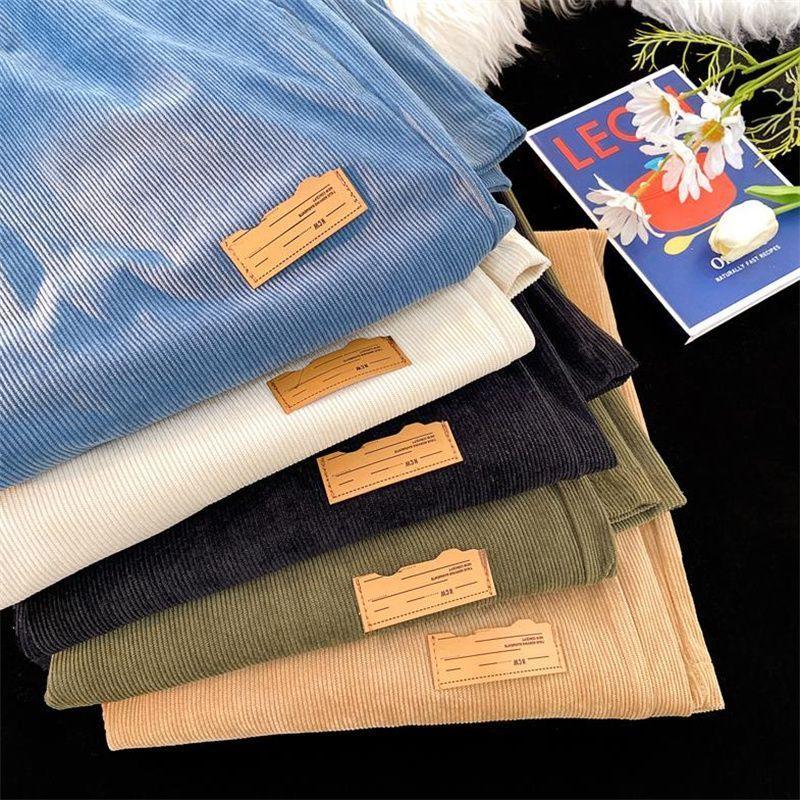 WTEMPO Вельветовые широкие брюки, женские уличные брюки в стиле Харадзюку, весенне-осенние брюки, женские брюки с высокой талией