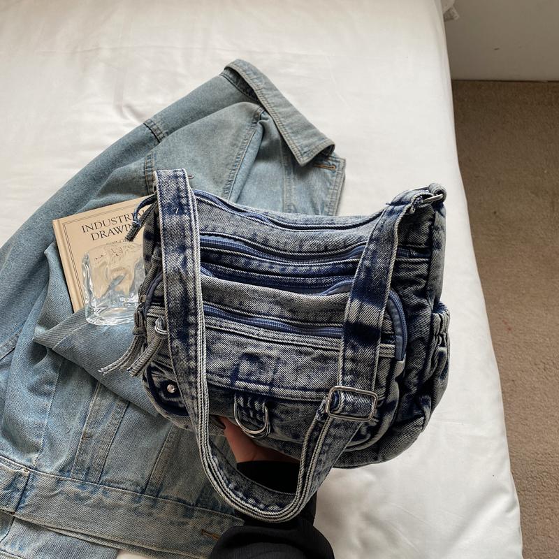 Винтажная джинсовая сумка через плечо с несколькими карманами женская сумка через плечо