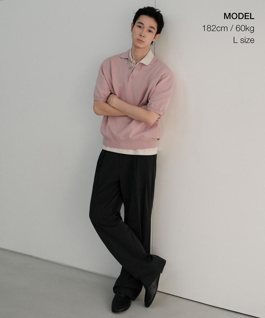 MUSINSA STANDARD Washable Supima Cotton Knitted Polo Shirt [Desert Pink]