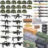 Военные Строительные Блоки Военные Принадлежности Waffen Аксессуар Солдат Полковник Шлем Оружие Винтовка M16 Waffen Коробка Патроны Кирпичный Конструктор
