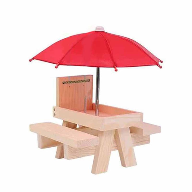 AEE4-Squirrel Feeder Picnic Table With Umbrella,Wooden Squirrel Feeders For Outside,Cute Chipmunk Feeder+Solid Structure
