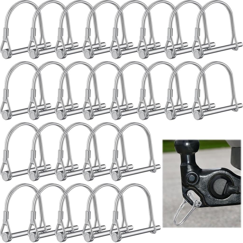 Pelopy 30 Pcs Arch Trailer Coupler Pin 3/16" x 1.97" Safety Shaft Locking Pin Heavy Duty Hitch P Carbon Steel Trailer Gate Pin for Wagons Towing Farm