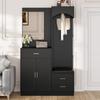 Modern, Compact Hallway Wardrobe, Coat Cabinet and Shoe Cabinet Combination, Entrance Cabinet, Multifunctional Storage Shelf with Mirror