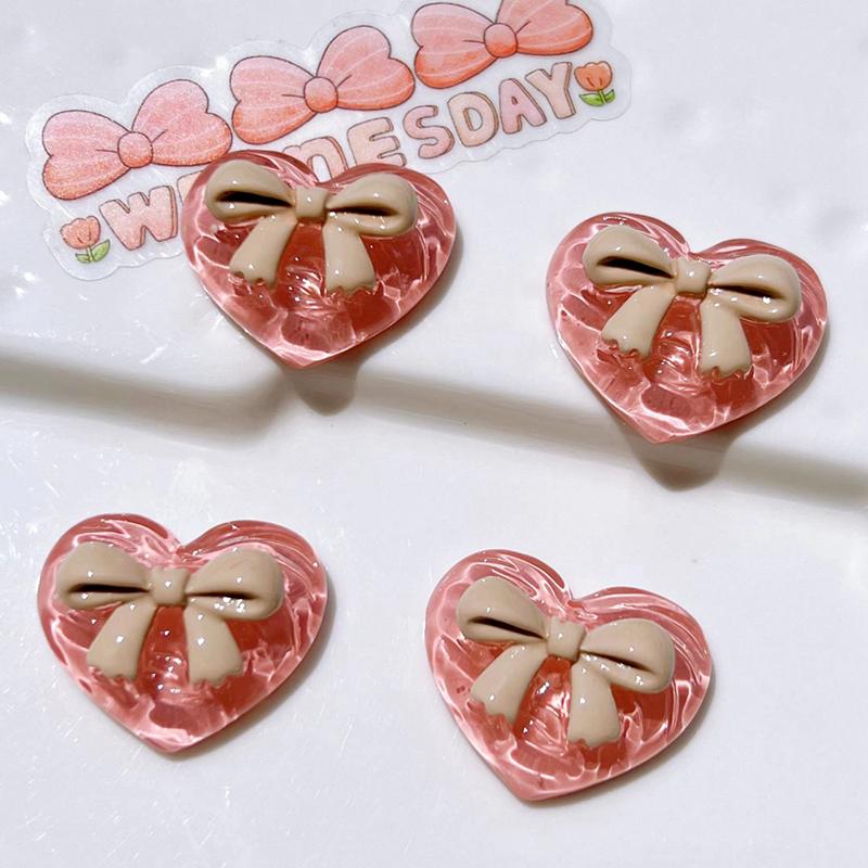10 Pcs New Cute Cartoon Transparent Heart Shape Butterfly Junction Resin Scrapbook Diy Jewellery Hairpin Accessories Craft A60