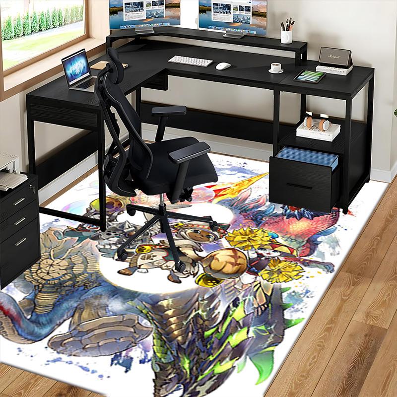 1pc Anime Cat & Dragon Chair Mat: Cute Cartoon Design, Non-Slip Carpet for Office, Home Decor - Perfect Gift for Anime Lovers!Y020