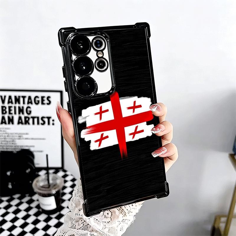 Georgia Passport Flag Plating Phone Case For Samsung Galaxy S24 S25 FE S26 Edge S23 Ultra S22 S21 Plus S20 Anti-Fall Airabag Cov